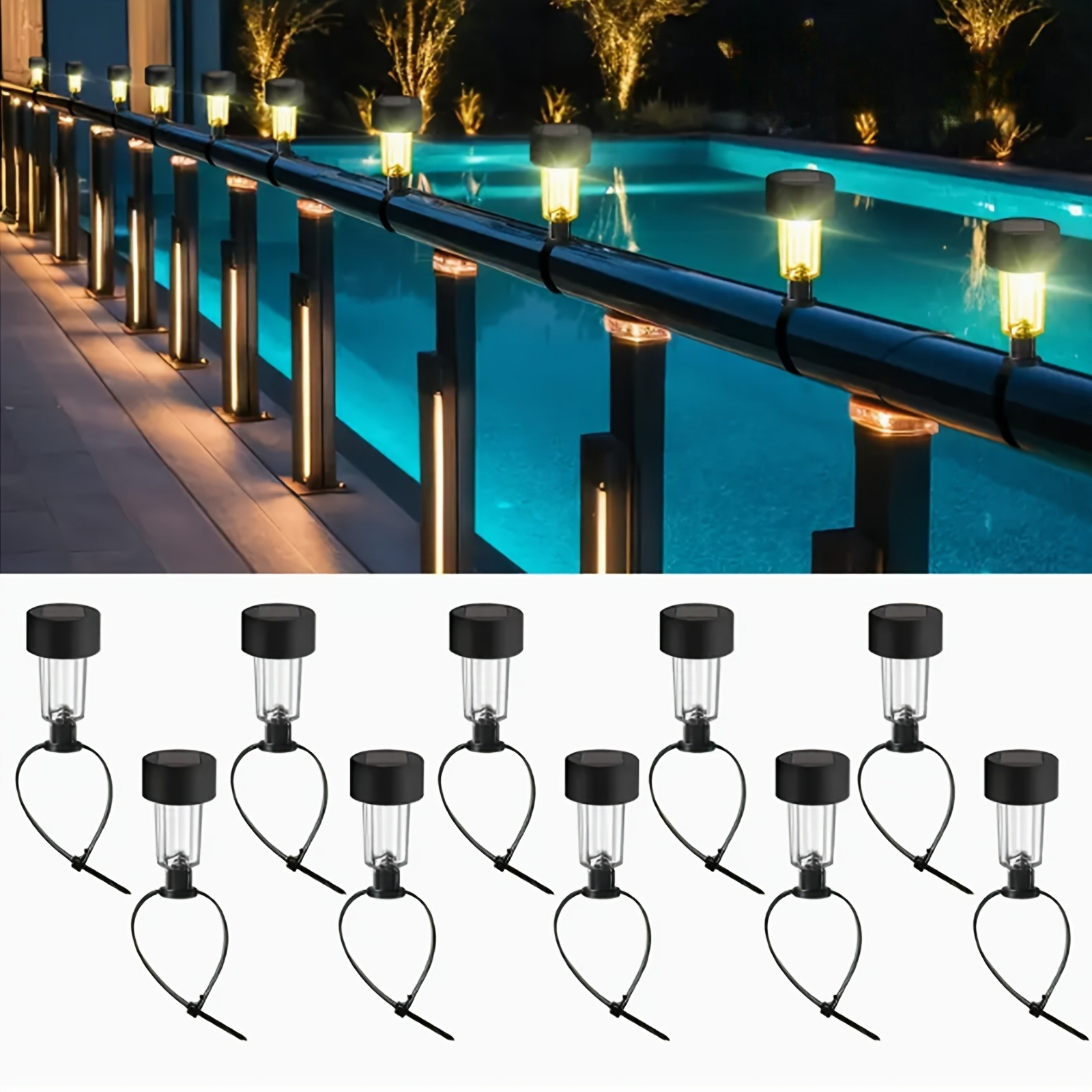 Outdoor Lighting On Fence - 6 Packages Solar Pool Light Frame