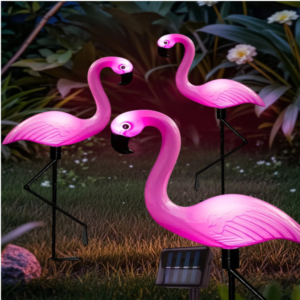 Outdoor Lighting Ground - 3Pcs Solar Powered Flamingo Ground Stake