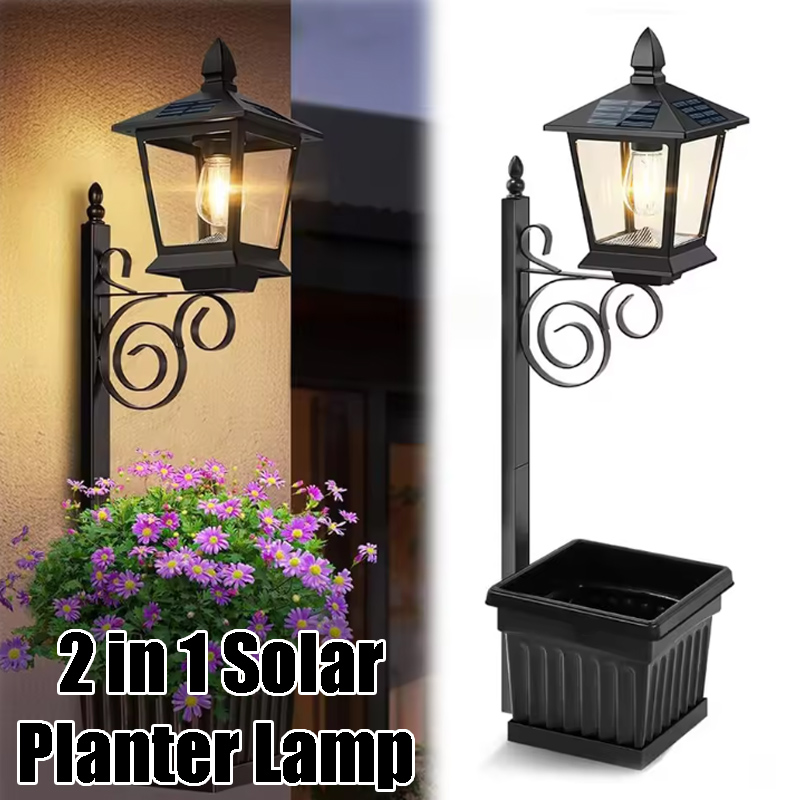 Outdoor Lighting For Patio - Solar Powered 2-in-1 Flower Pot Light
