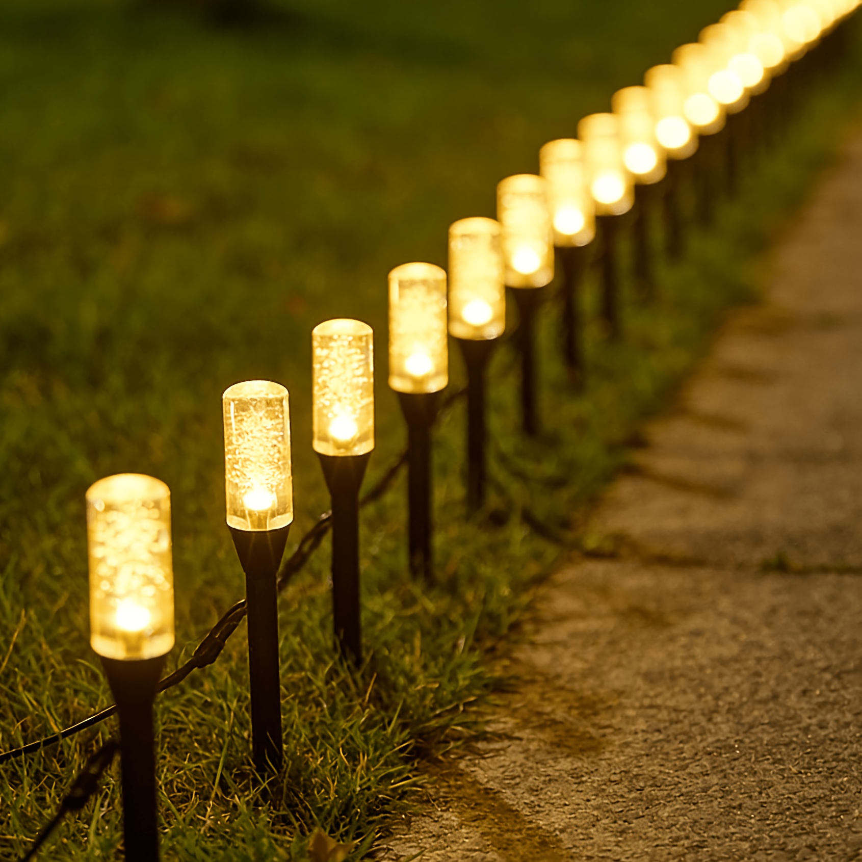 Outdoor Lighting Yard Stakes - Solar Bubble Tube Solar Pathway Lights