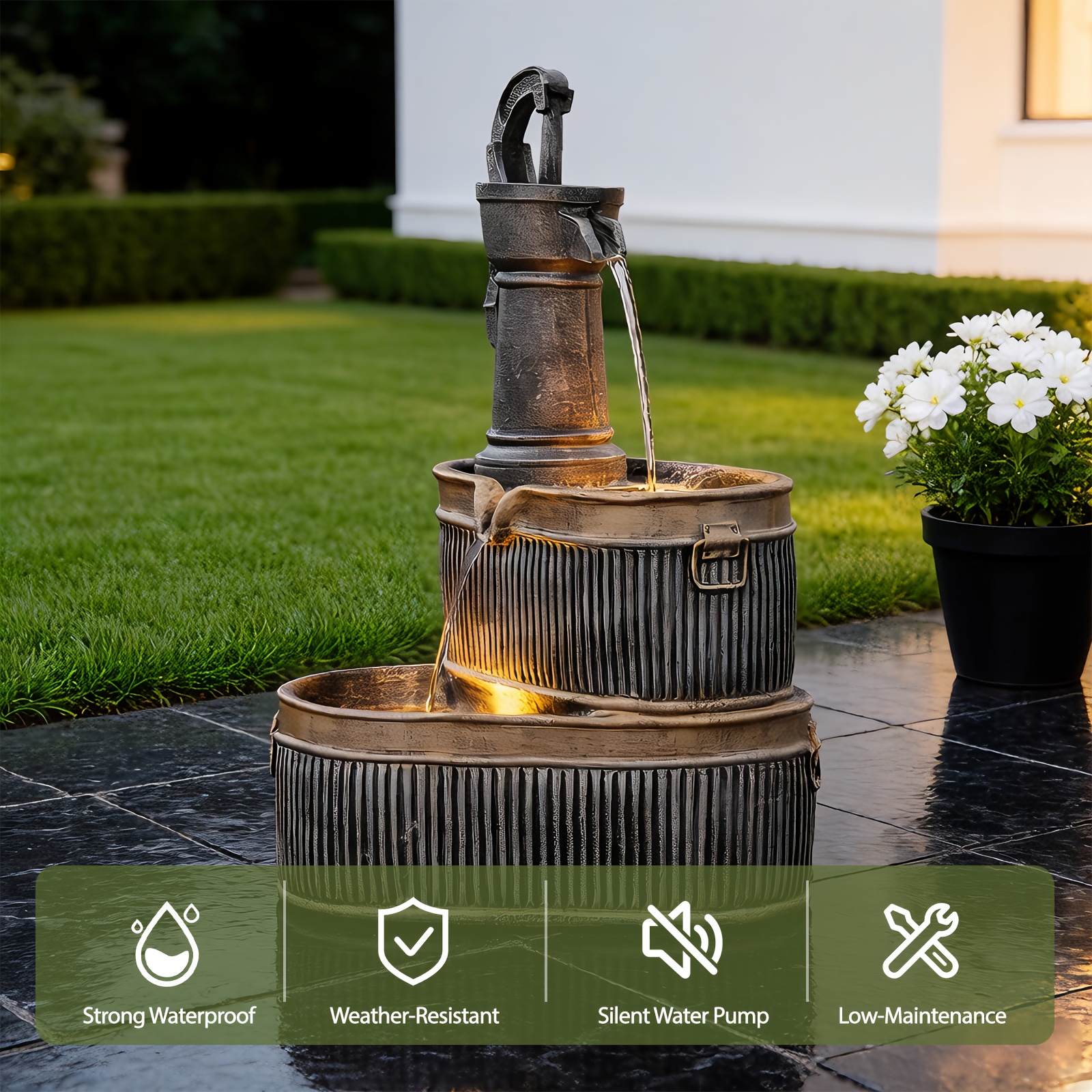 Outdoor Rustic 2-Tier Barrel W - Outdoor Lighting Bronze avaliação e preço
