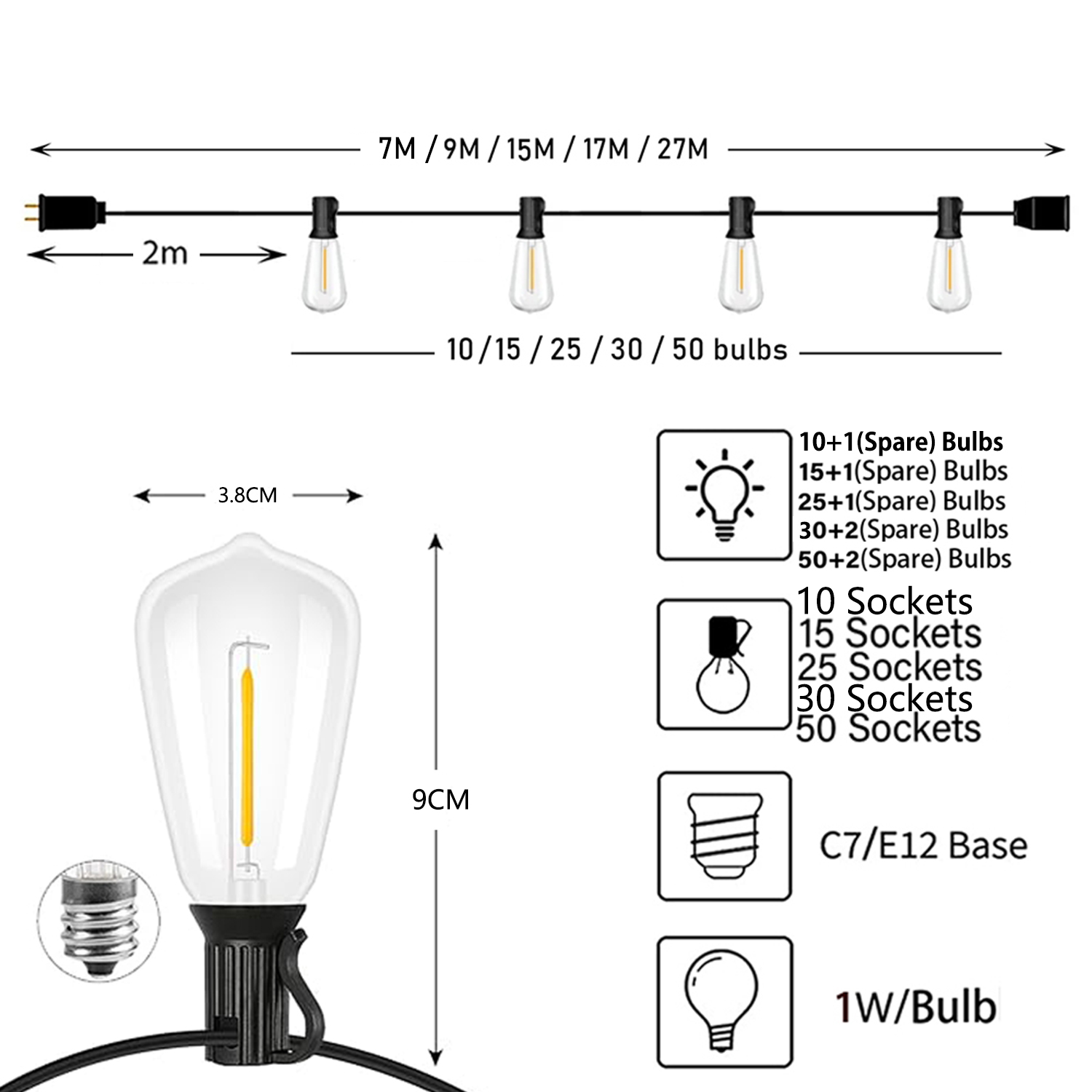 ST38 Festoon 220V LED Globe St - Outdoor Lighting On Fence avaliação e preço