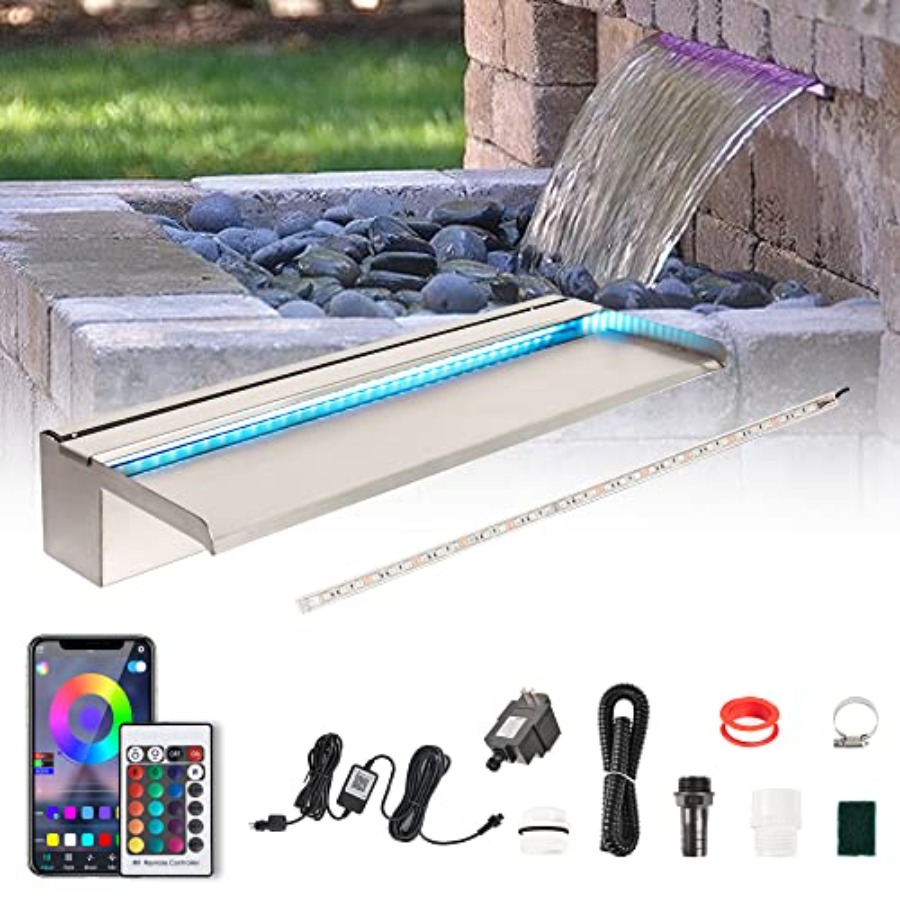 Outdoor pool waterfall spillwa - Outdoor Lighting Wall Mount avaliação e preço