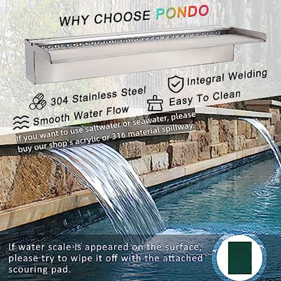 Outdoor pool waterfall spillwa - Outdoor Lighting Wall Mount avaliação e preço