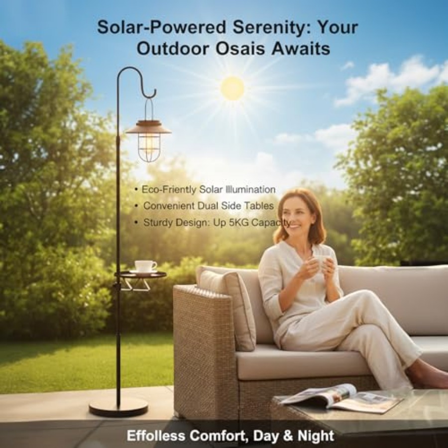 Solar Floor Lamp with Table, 6 - Outdoor Lighting For Patio avaliação e preço