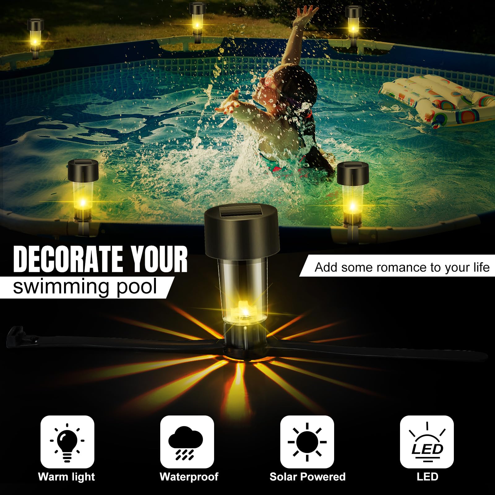 6 Packages Solar Pool Light Fr - Outdoor Lighting On Fence avaliação e preço