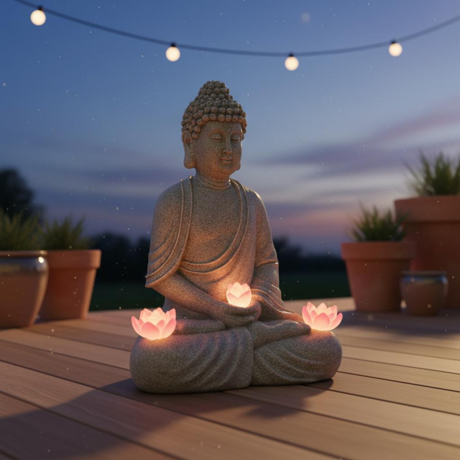 Solar Buddha Statue Outdoor Sa - Outdoor Lighting For Patio avaliação e preço