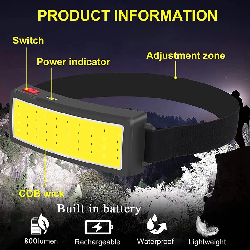 Powerful COB LED Headlamp 4 Li - Outdoor Lighting Diy avaliação e preço
