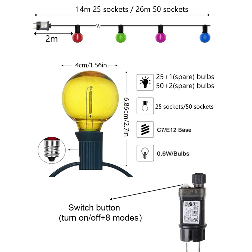 26M Festoon G40 LED Globe Mult - Outdoor Lighting On Fence avaliação e preço