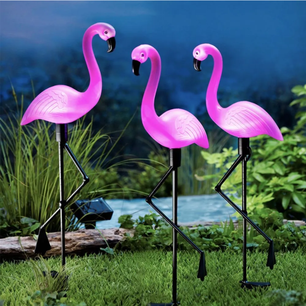 3Pcs Solar Powered Flamingo Gr - Outdoor Lighting Ground avaliação e preço