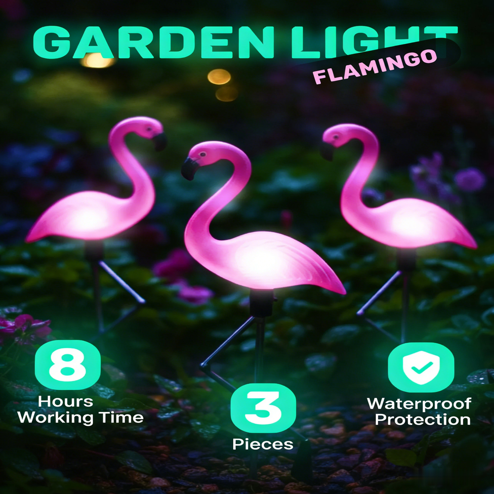 3Pcs Solar Powered Flamingo Gr - Outdoor Lighting Ground avaliação e preço