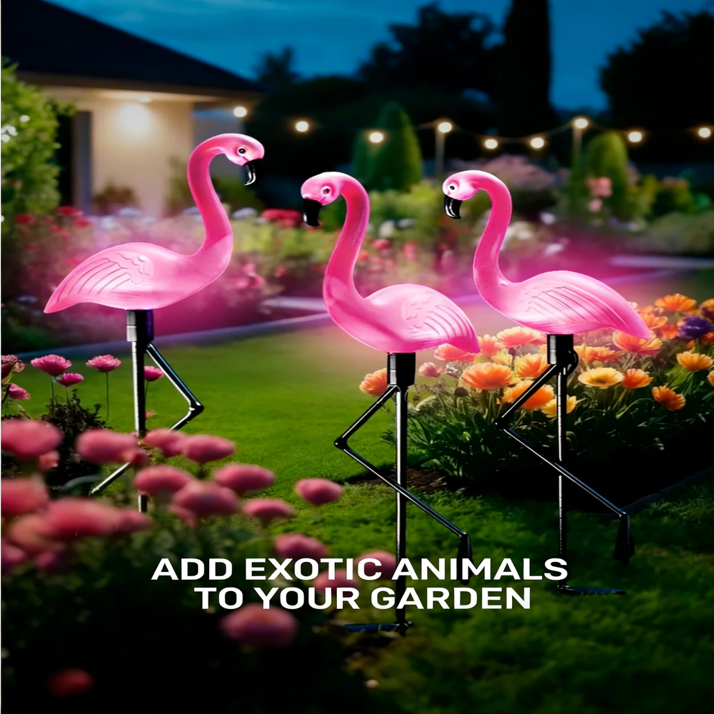 3Pcs Solar Powered Flamingo Gr - Outdoor Lighting Ground avaliação e preço
