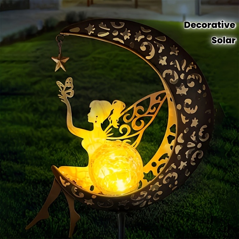 1PC Solar Moon Crackle Glass G - Outdoor Lighting Yard Stakes avaliação e preço