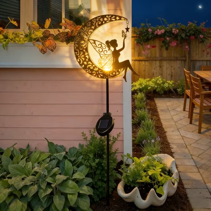 1PC Solar Moon Crackle Glass G - Outdoor Lighting Yard Stakes avaliação e preço