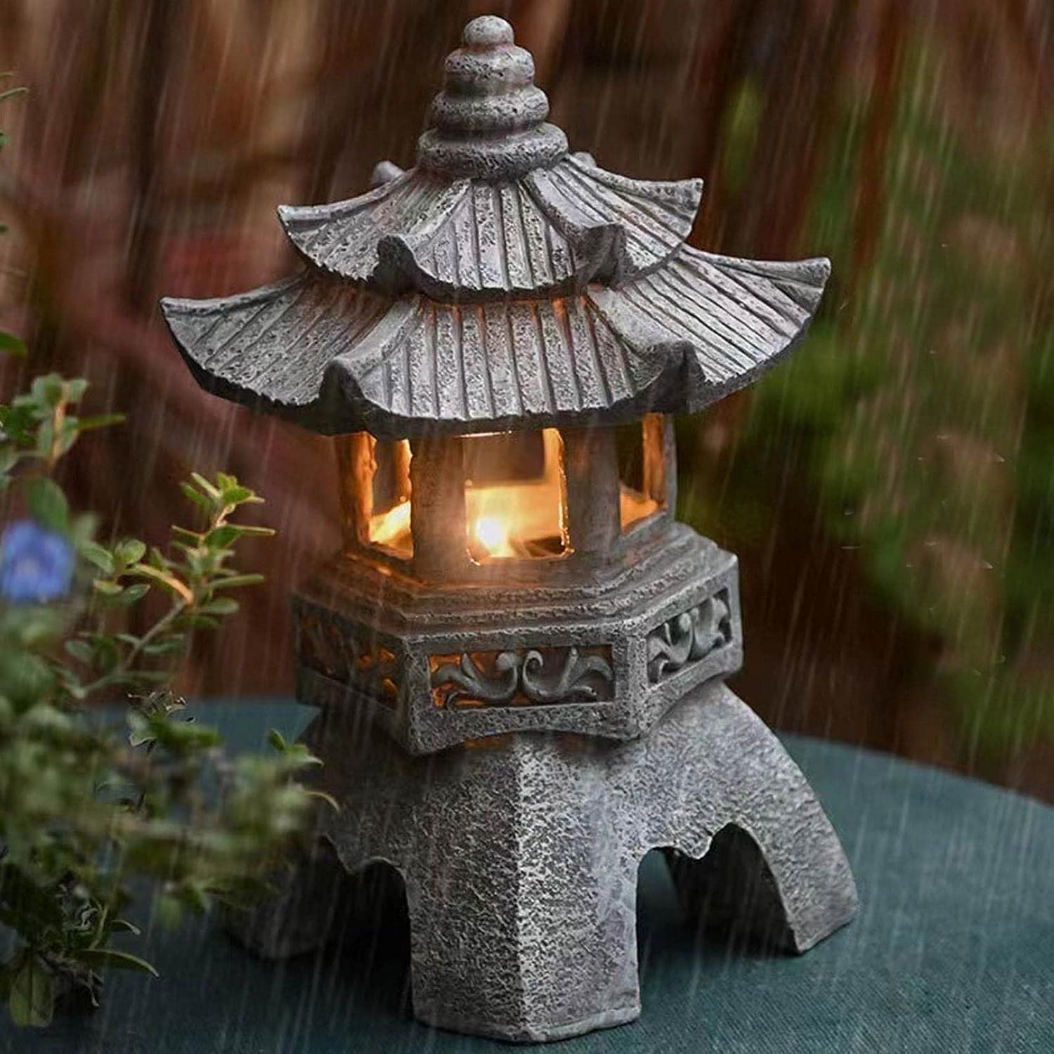 Garden Solar LED Pagoda Lanter - Outdoor Lighting Bronze avaliação e preço