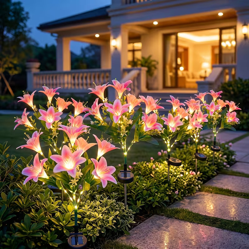 Solar Lily Flower Lawn Lights  - Outdoor Lighting Yard Stakes avaliação e preço