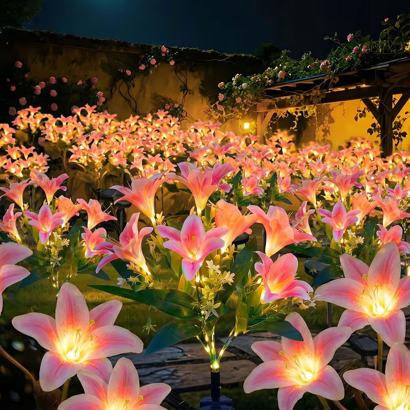 Solar Lily Flower Lawn Lights  - Outdoor Lighting Yard Stakes avaliação e preço