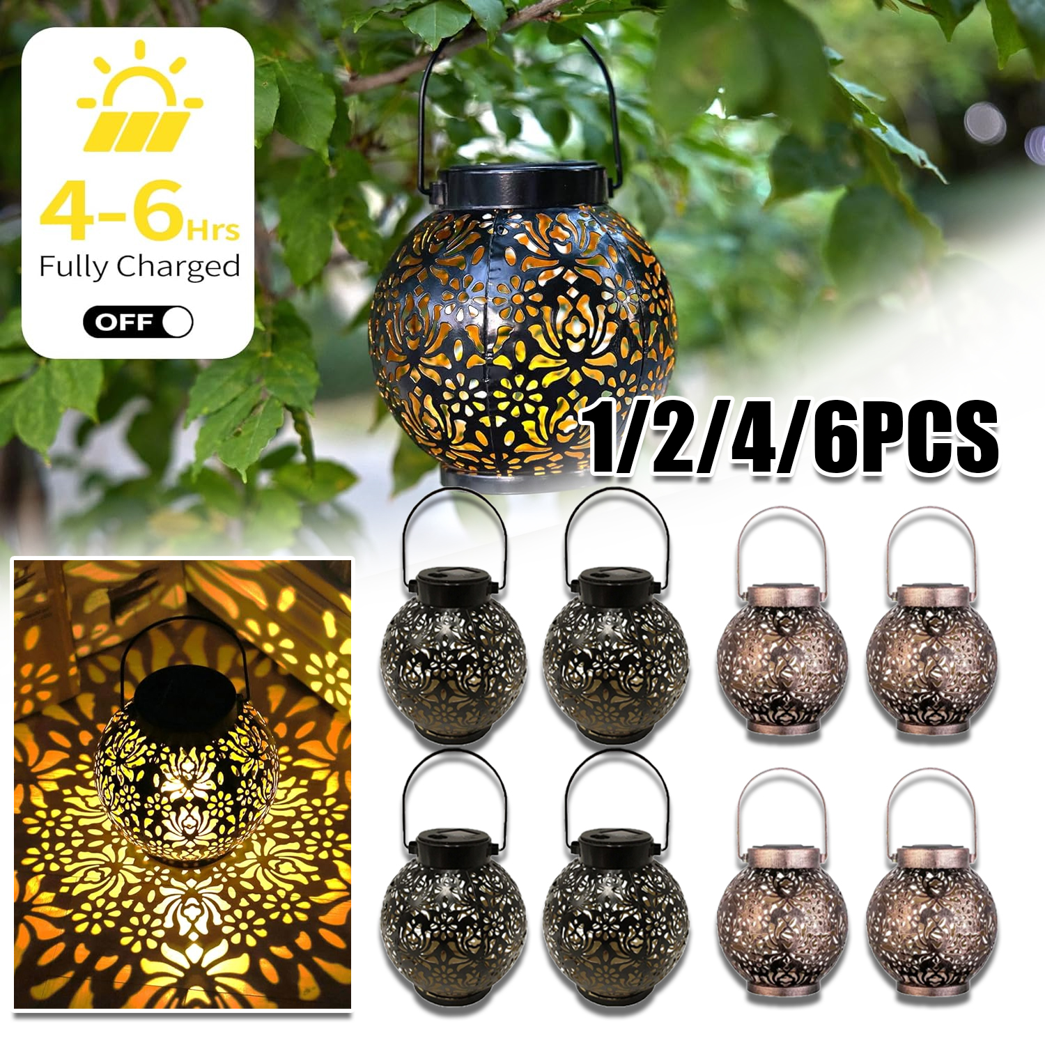 1-6PCS Moroccan Solar Lanterns - Outdoor Lighting Solar Panel avaliação e preço