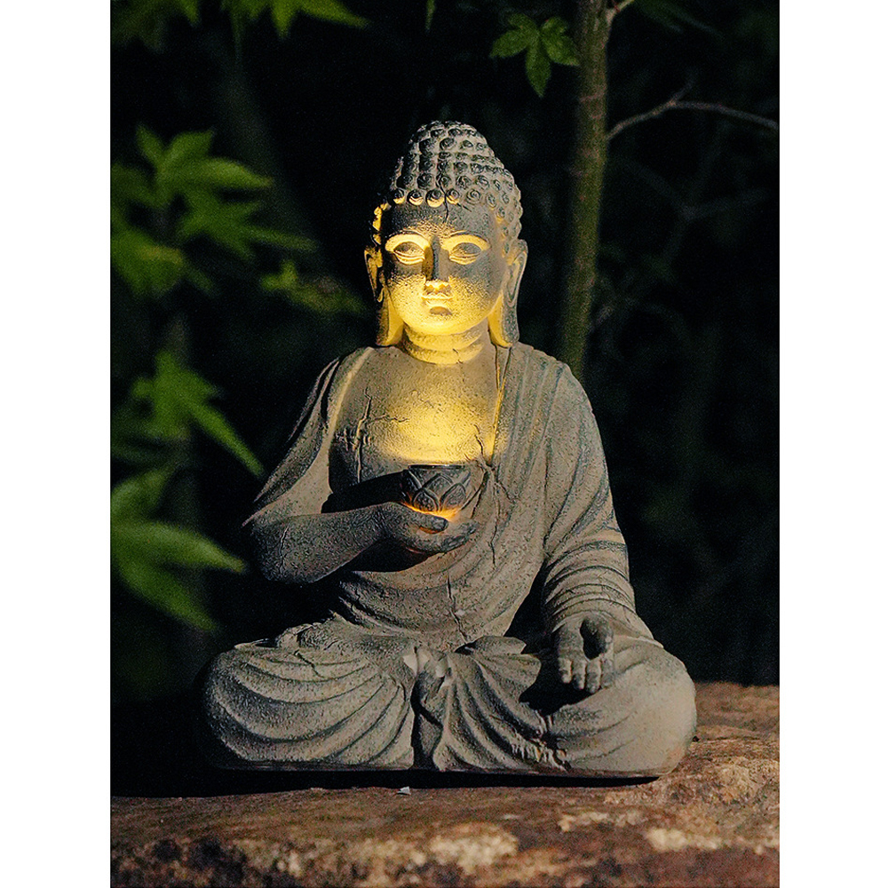 Resin Solar Buddha Statue Scul - Outdoor Lighting Japanese avaliação e preço