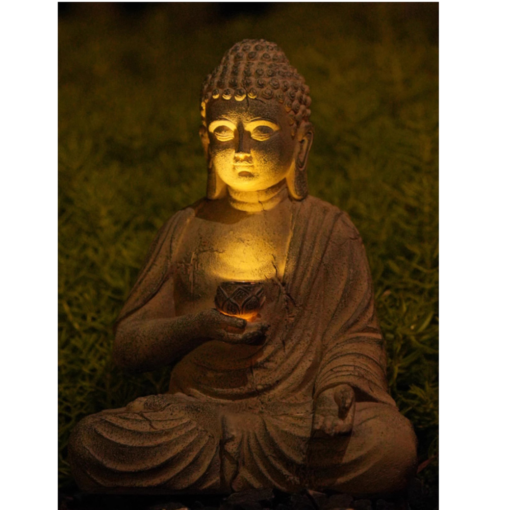 Resin Solar Buddha Statue Scul - Outdoor Lighting Japanese avaliação e preço