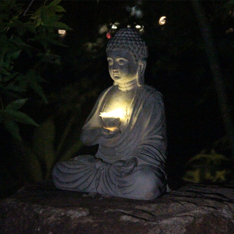 Resin Solar Buddha Statue Scul - Outdoor Lighting Japanese avaliação e preço