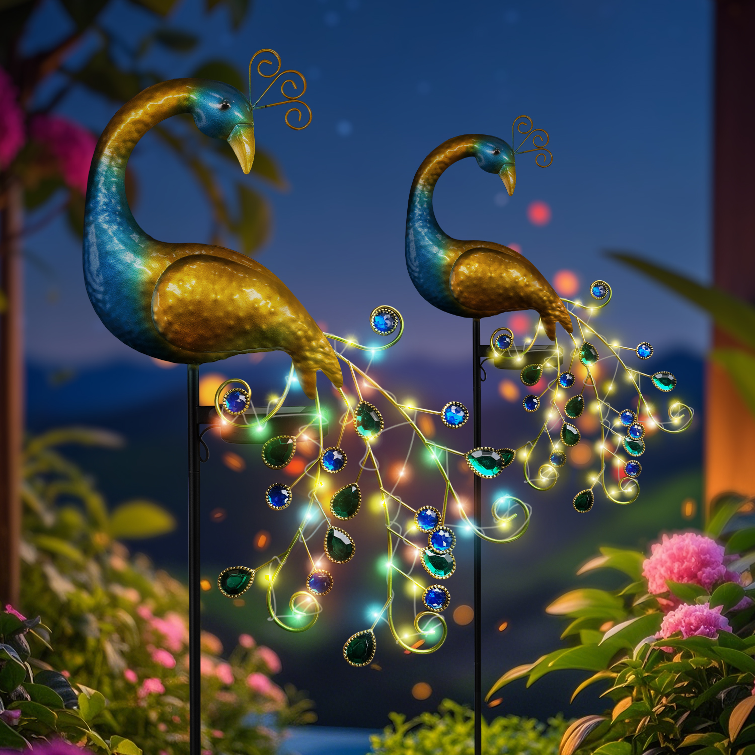 Solar Peacock Stake Light - El - Outdoor Lighting Yard Stakes avaliação e preço