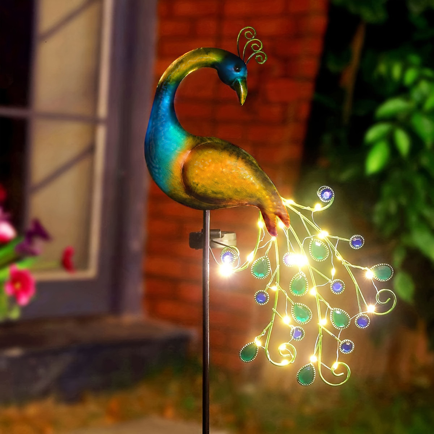 Solar Peacock Stake Light - El - Outdoor Lighting Yard Stakes avaliação e preço