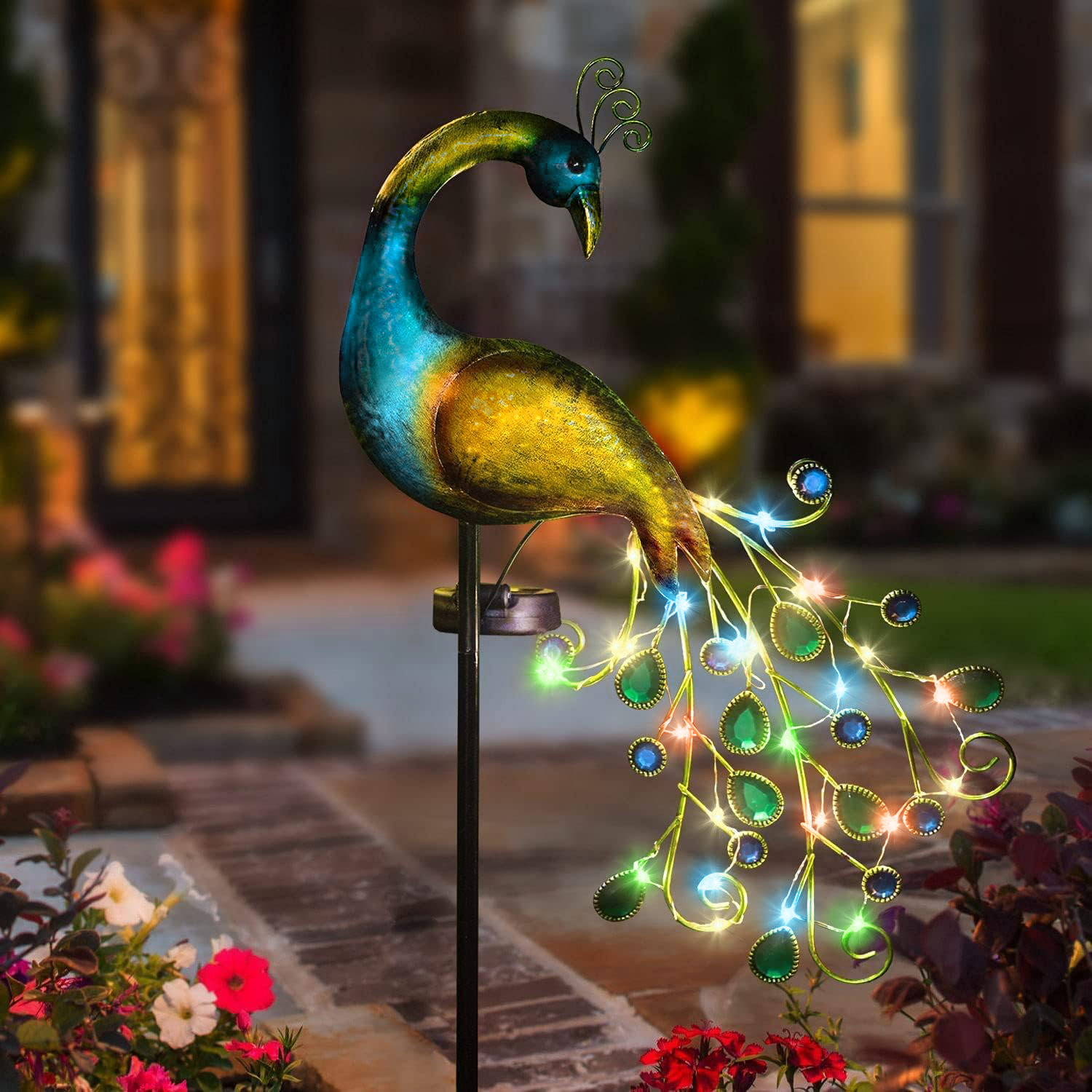 Solar Peacock Stake Light - El - Outdoor Lighting Yard Stakes avaliação e preço