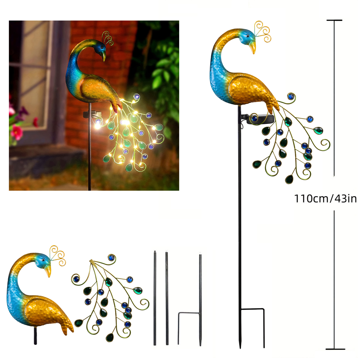 Solar Peacock Stake Light - El - Outdoor Lighting Yard Stakes avaliação e preço