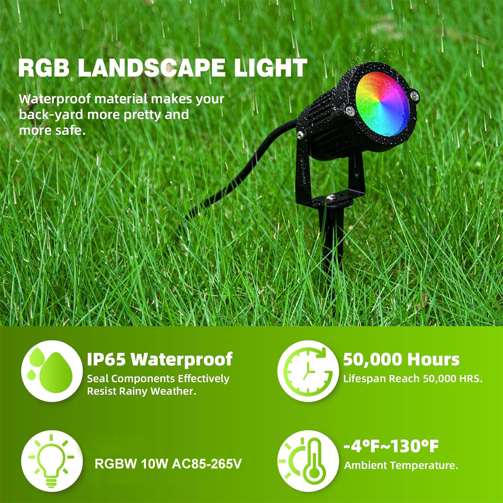 RGBW Landscape Lighting 10W wi - Outdoor Lighting For Patio avaliação e preço