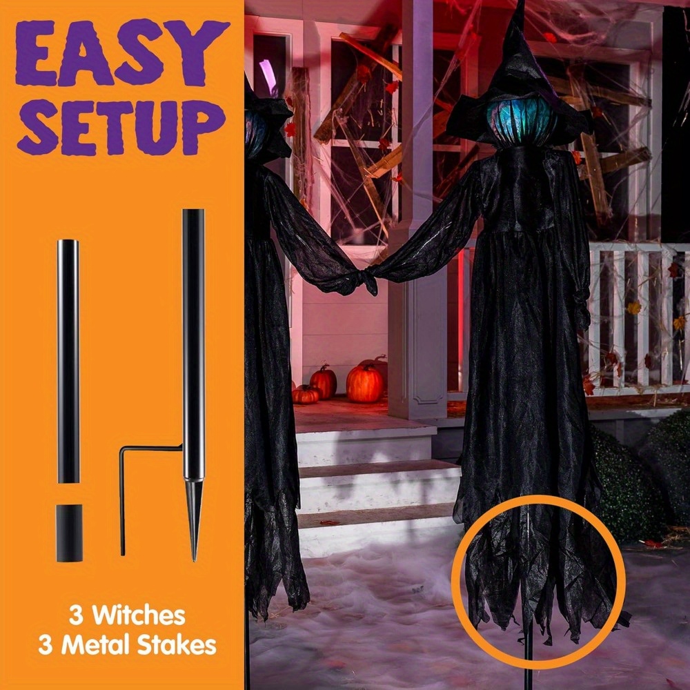 3 Pack 51'' Halloween Witch De - Outdoor Lighting Yard Stakes avaliação e preço