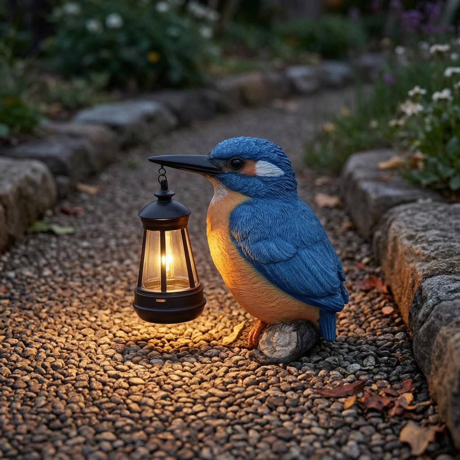 Solar Kingfisher Statue Resin  - Outdoor Lighting For Patio avaliação e preço