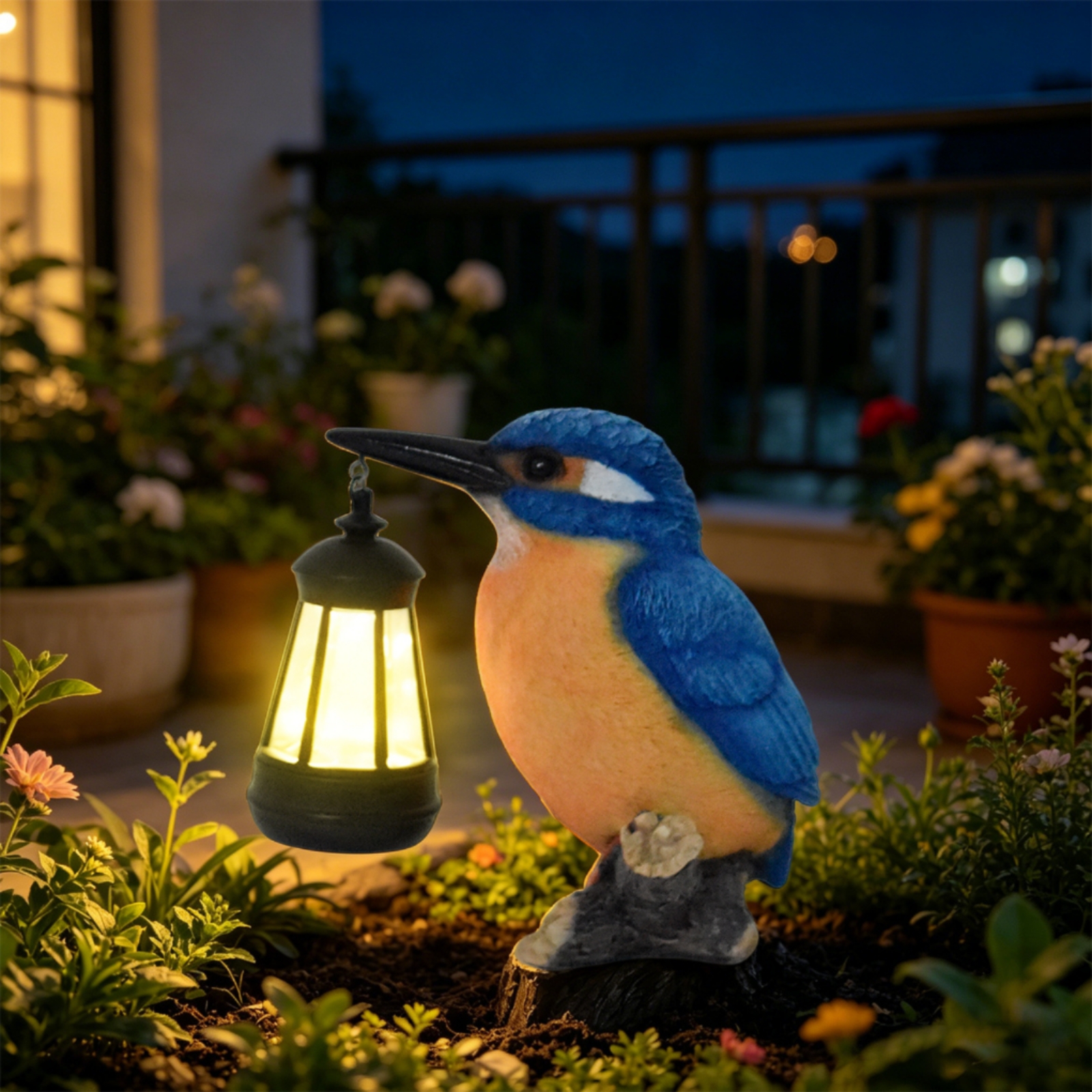 Solar Kingfisher Statue Resin  - Outdoor Lighting For Patio avaliação e preço