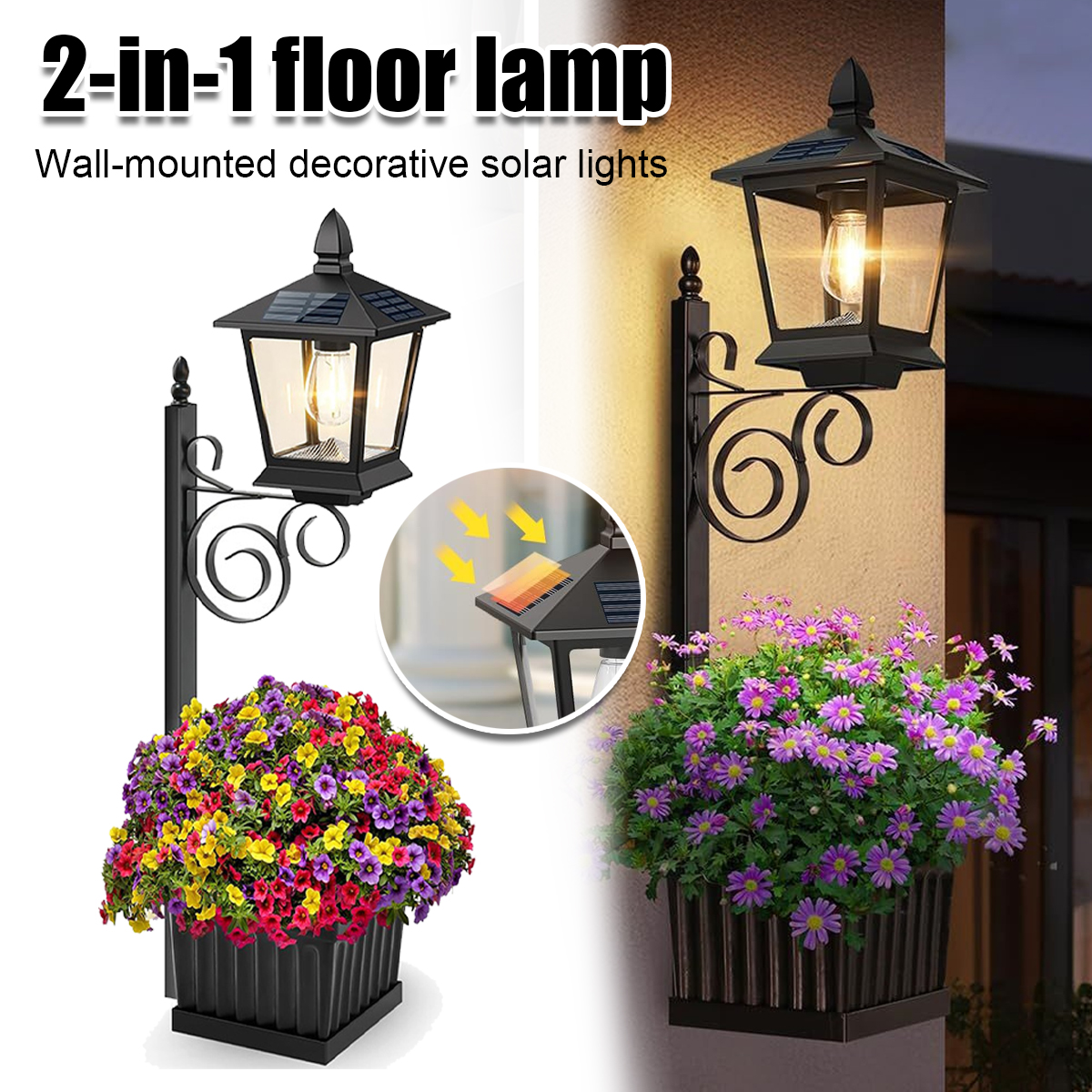 Solar Powered 2-in-1 Flower Po - Outdoor Lighting For Patio avaliação e preço