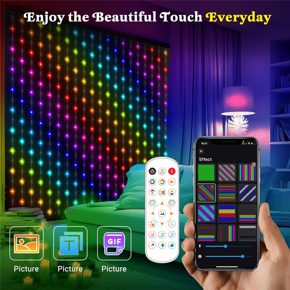 1/2PCS 400LED Curtain Lights L - Outdoor Lighting Smart Controller avaliação e preço