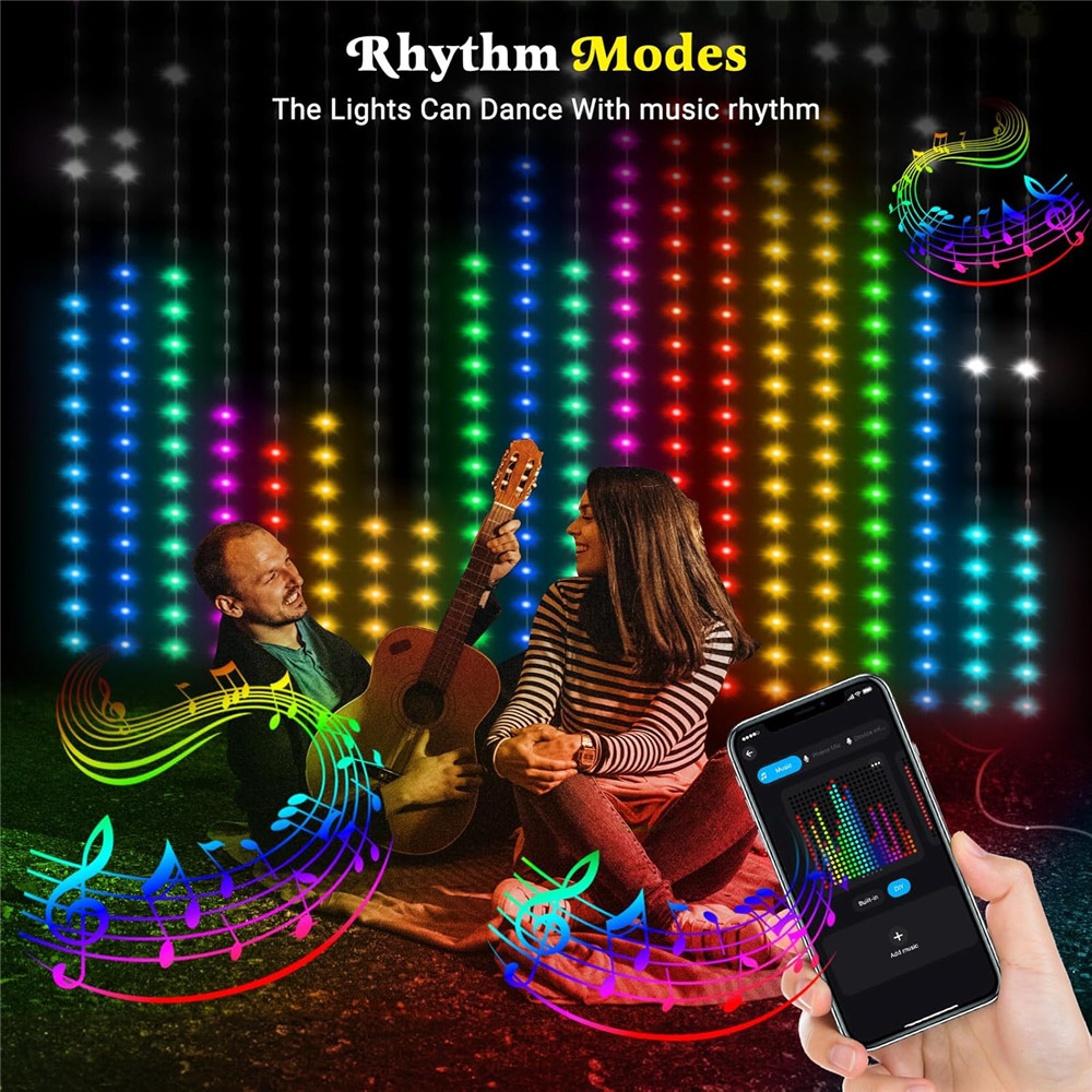 1/2PCS 400LED Curtain Lights L - Outdoor Lighting Smart Controller avaliação e preço