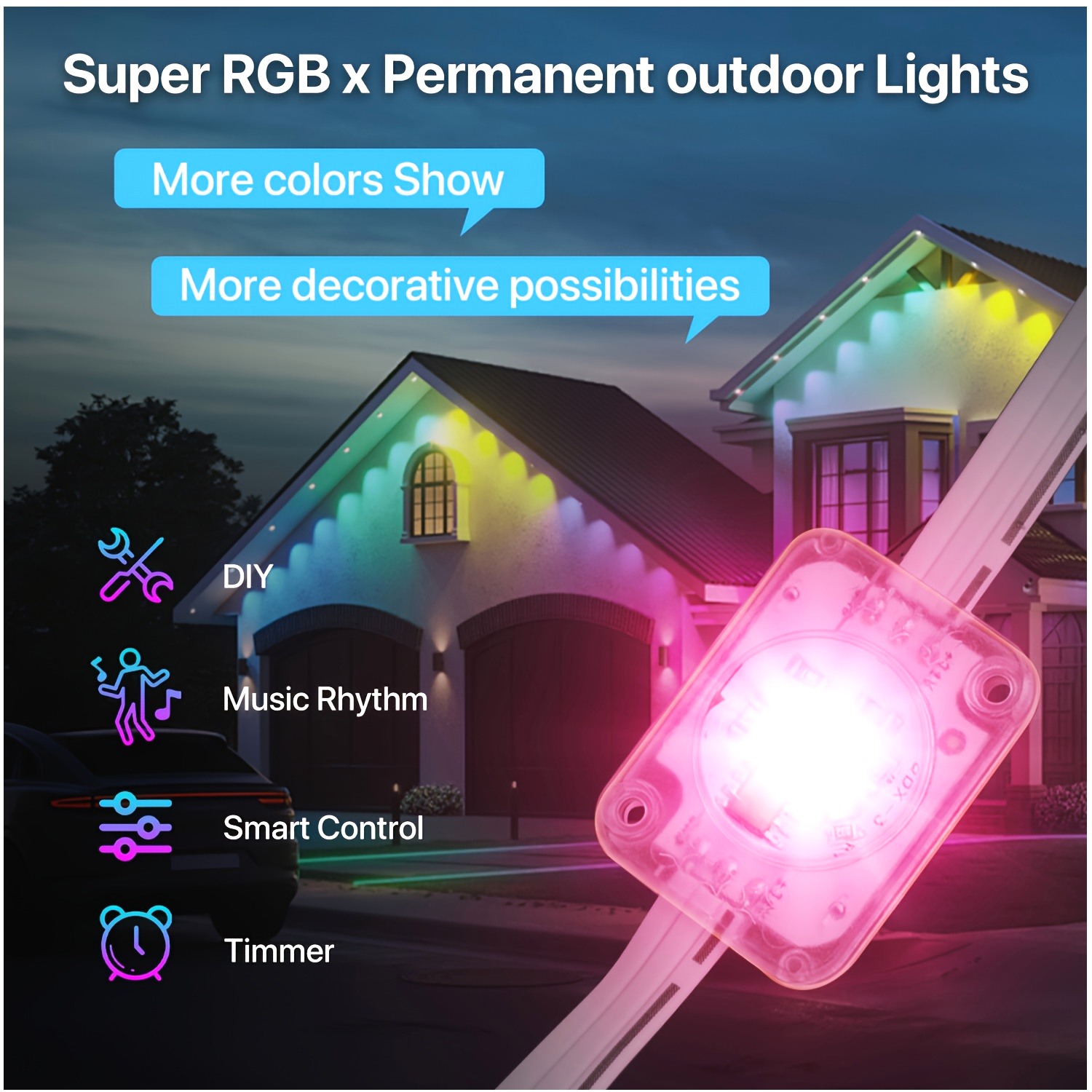 RGB+IC Smart Outdoor Eaves Lig - Outdoor Lighting Diy avaliação e preço