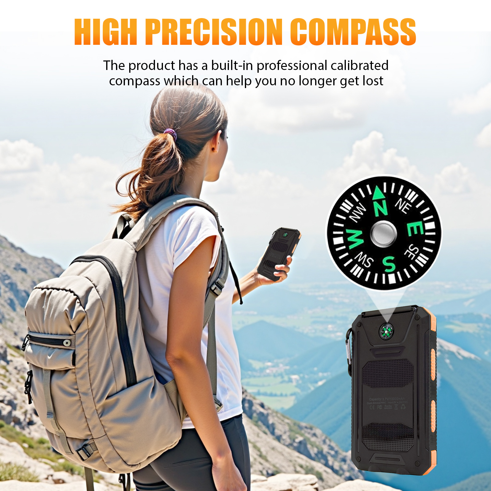 10000mAh Solar Power Bank Port - Outdoor Lighting Solar Panel avaliação e preço