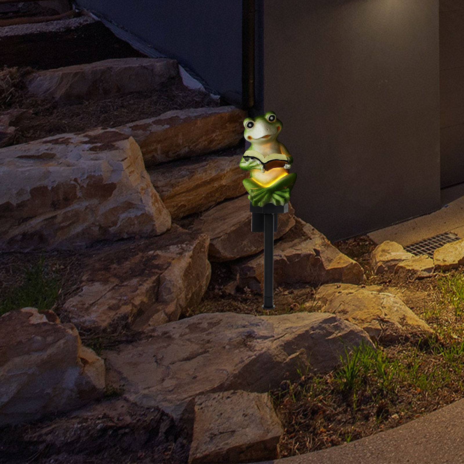 Solar Frog Lights Resin Garden - Outdoor Lighting Yard Stakes avaliação e preço